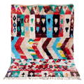 Handmade Moroccan Wool Rug Azilal Style | Vibrant Multicolor Tribal Chevron & Talisman Atlas Carpet