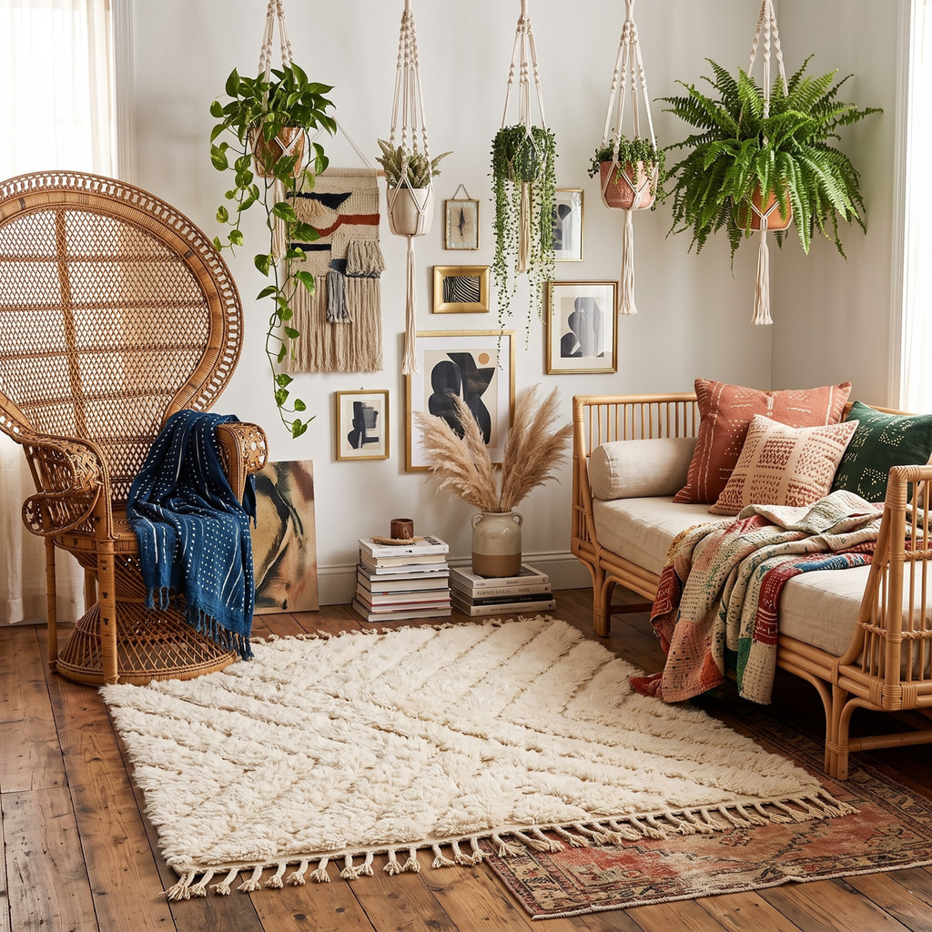 Handmade Moroccan Wool Rug Beni Ourain Style | High-Low 3D Textured Chevron Pattern in Cream & Sand