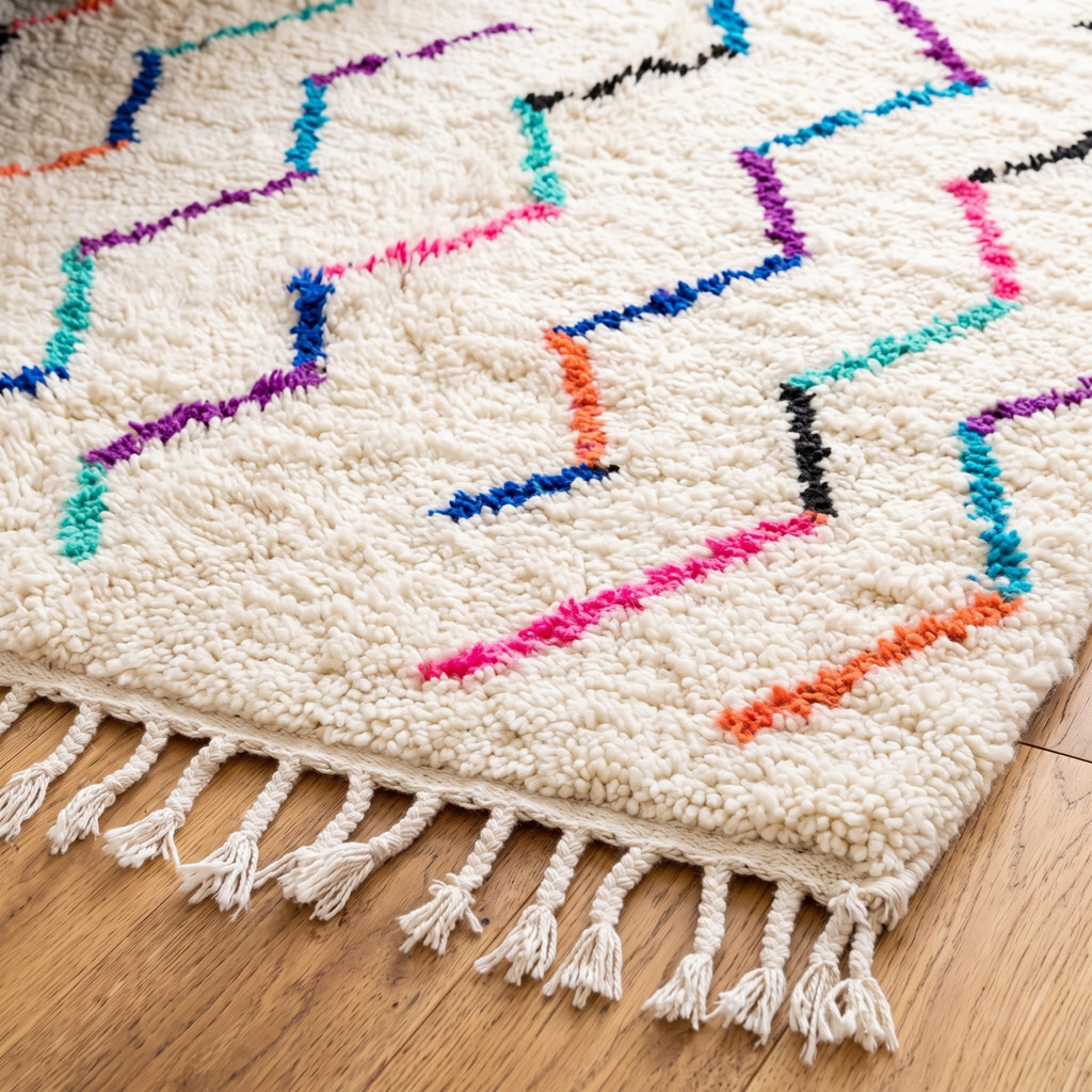 Handmade Moroccan Wool Rug with Multicolor Zigzag Pattern | Authentic Atlas Berber Carpet