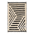 Handmade Moroccan Wool Rug Contemporary Beni Ourain Style | Black & White Striped Chevron Geometric Atlas Carpet
