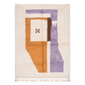 Handmade Moroccan Wool Rug Azilal Style | Abstract Minimalist Color Block in Lavender, Ochre & Cream Atlas Carpet