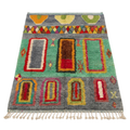 Handmade Moroccan Wool Rug Azilal Style | Architectural Portals & Arches in Slate Grey & Mint Green Atlas Carpet