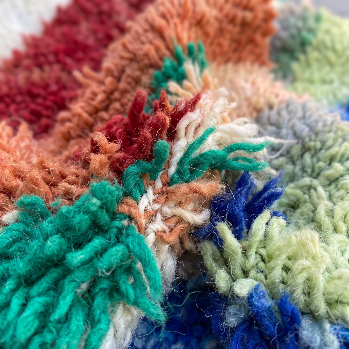Handmade Moroccan Wool Rug Abstract Sunset Landscape | Artisanal Atlas Berber Shag Carpet