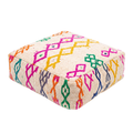 Multicolor Azilal Berber Floor Pouf 60x60x20 cm – Authentic Handmade Moroccan Off-White Wool Ottoman