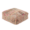Vintage Sand Kilim Berber Floor Pouf 60x60x20 cm – Handmade Moroccan Square Cushion with Tribal Lattice Mosaic and Pastel Accents