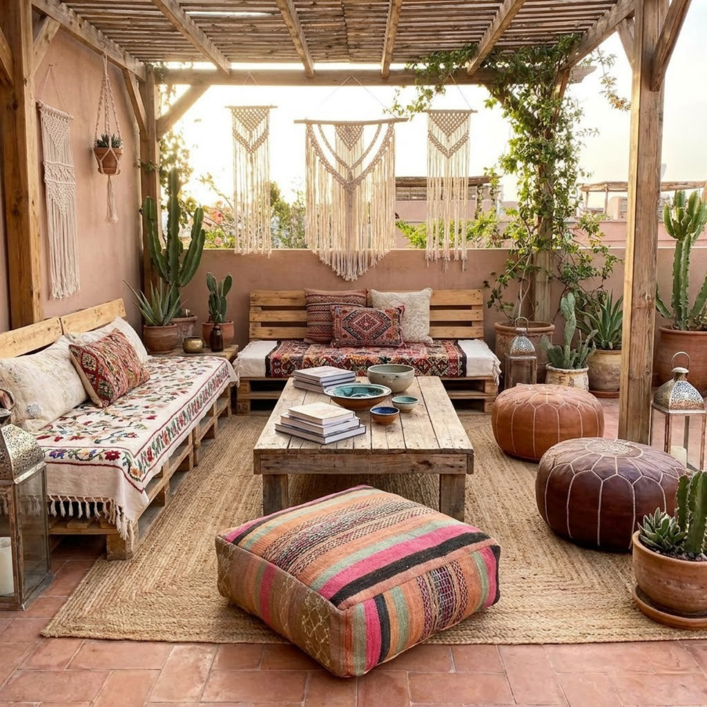 Pastel Sunset Kilim Berber Floor Pouf 60x60x20 cm – Handmade Moroccan Square Cushion with Pink, Mint, and Peach Stripes