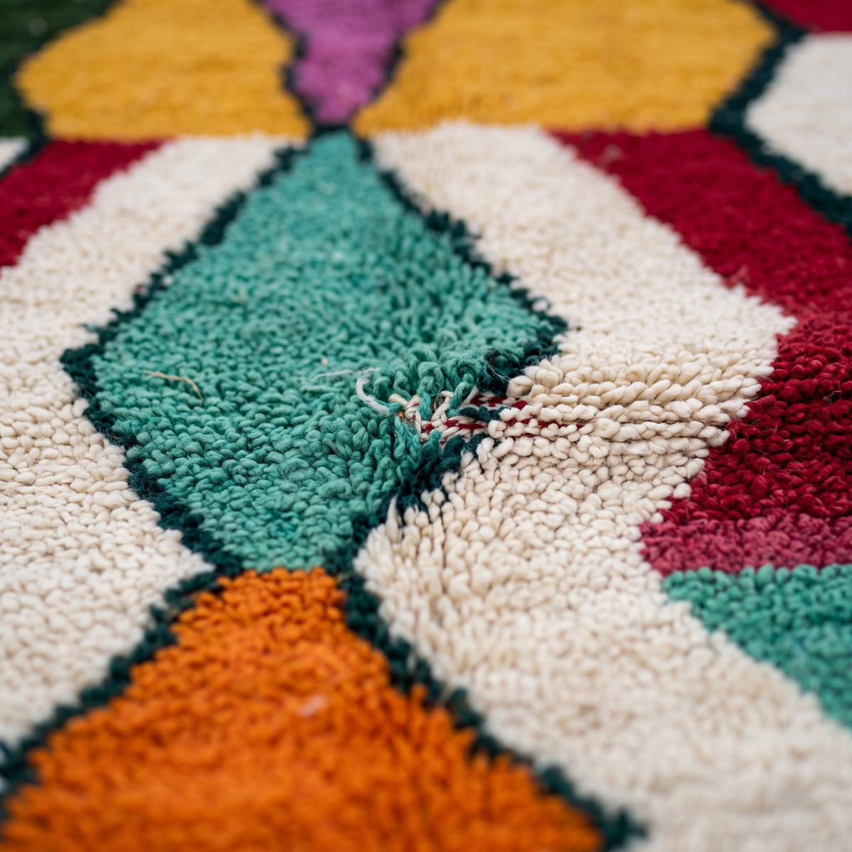 Handmade Moroccan Wool Rug Vibrant Abstract Ethnic Motif | Colorful Atlas Berber Carpet