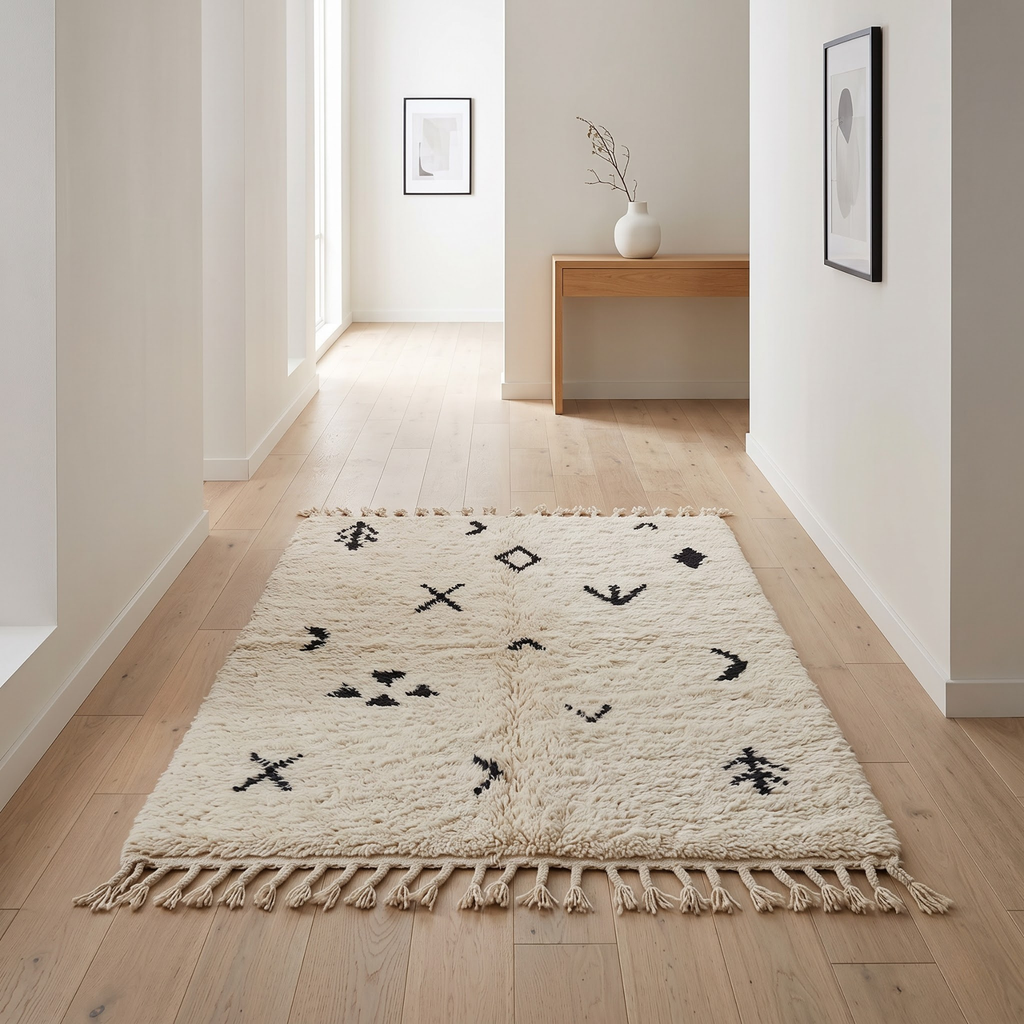 Authentic Moroccan Beni Ourain Wool Rug | Minimalist Tribal Berber Carpet from the Atlas Mountains