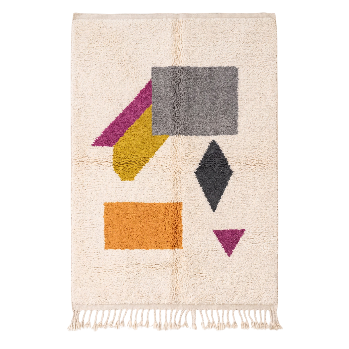 Handmade Moroccan Wool Rug Abstract Geometric Color Block | Modern Bauhaus Inspired Atlas Berber Carpet