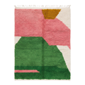 Handmade Moroccan Wool Rug Azilal Style | Abstract Organic Color Block in Blush Pink, Green & Mustard Atlas Carpet