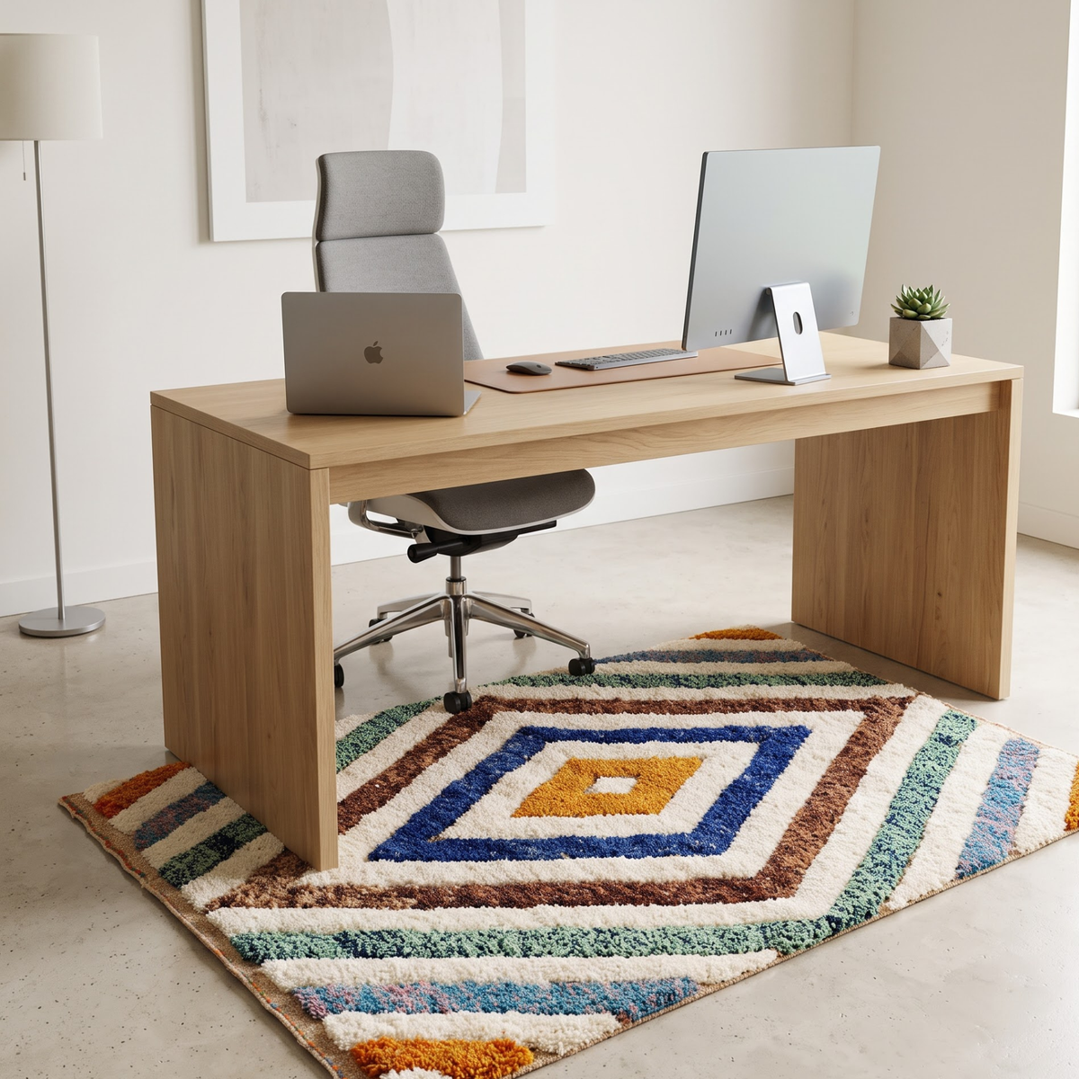 Handmade Moroccan Wool Rug Geometric Diamond Prism | Artisanal Atlas Berber Shag Carpet