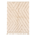 Handmade Moroccan Wool Rug Beni Ourain Style | High-Low 3D Textured Chevron Pattern in Cream & Sand