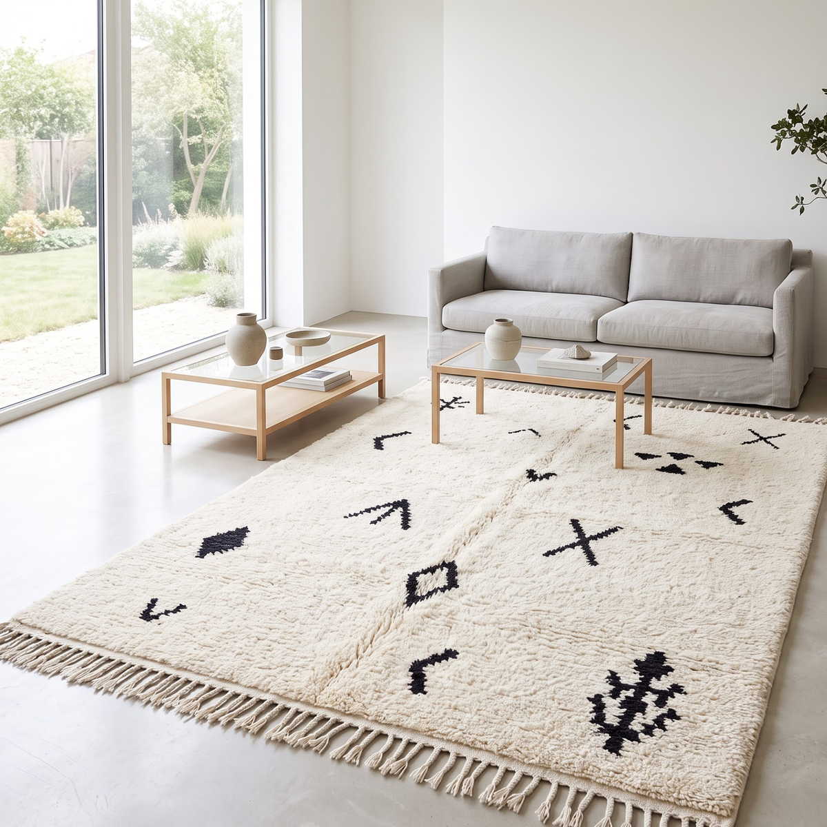 Authentic Moroccan Beni Ourain Wool Rug | Minimalist Tribal Berber Carpet from the Atlas Mountains