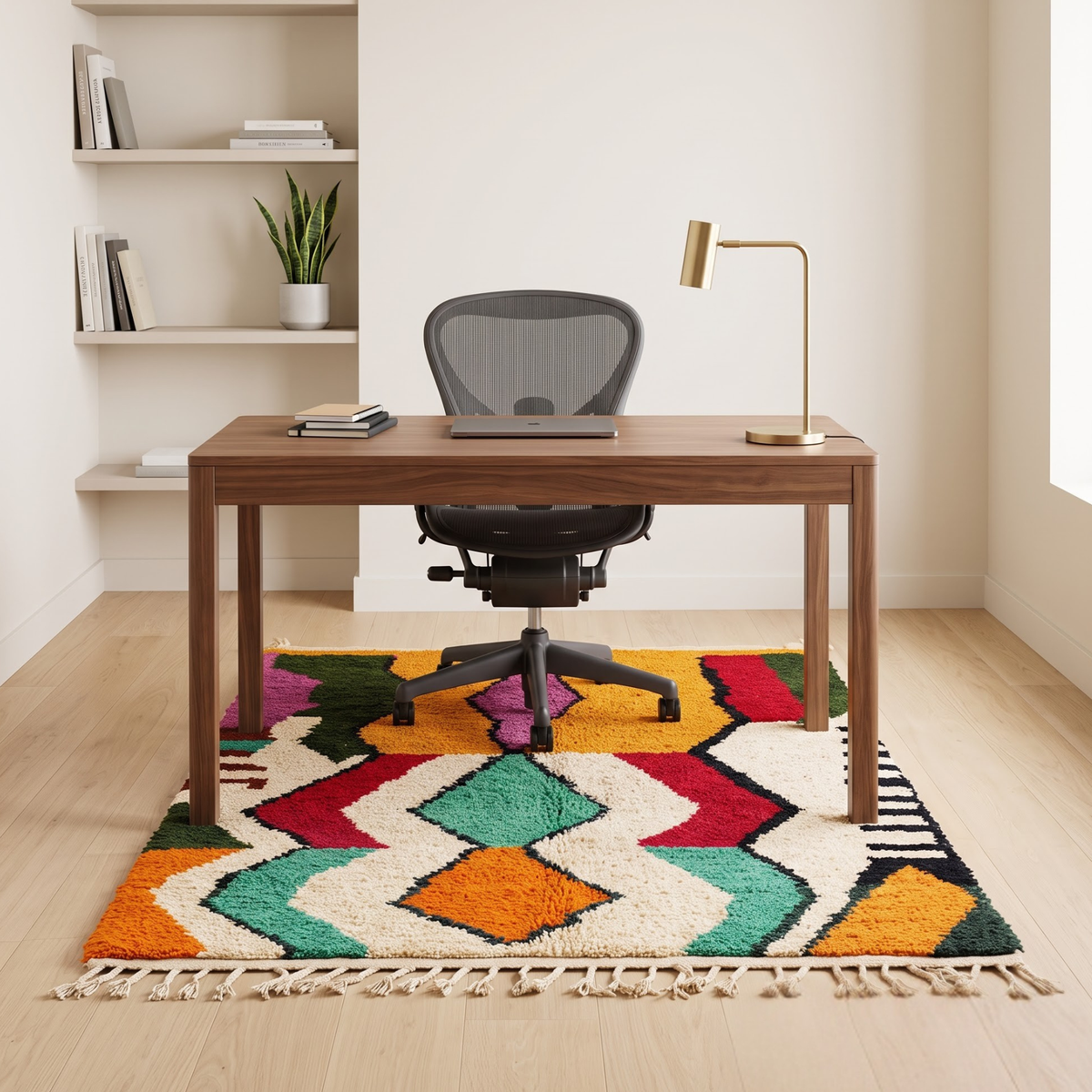 Handmade Moroccan Wool Rug Vibrant Abstract Ethnic Motif | Colorful Atlas Berber Carpet