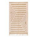 Handmade Moroccan Wool Textured Rug | High-Low Geometric Cream & Sand Atlas Berber Carpet