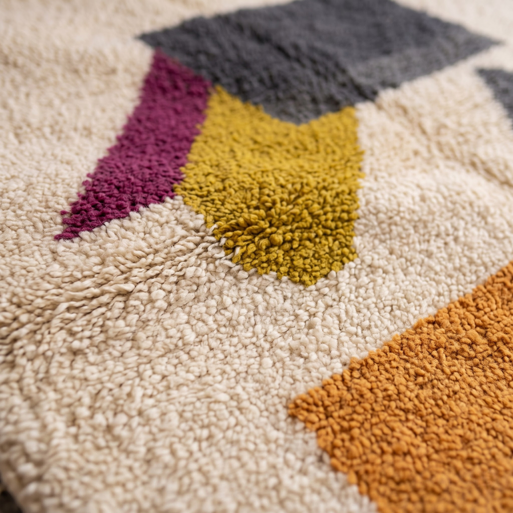 Handmade Moroccan Wool Rug Abstract Geometric Color Block | Modern Bauhaus Inspired Atlas Berber Carpet