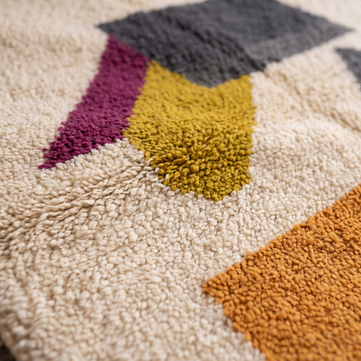 Handmade Moroccan Wool Rug Abstract Geometric Color Block | Modern Bauhaus Inspired Atlas Berber Carpet