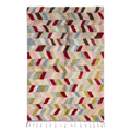Handmade Moroccan Wool Rug Azilal / Boujaad Style | Multicolor Herringbone Chevron Pattern Atlas Carpet