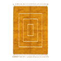 Handmade Moroccan Wool Rug Contemporary Beni Ourain Style | Concentric Rectangular Frames in Mustard Ochre & Ivory Atlas Carpet