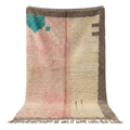 Handmade Moroccan Wool Rug Vintage Azilal / Boujaad Style | Abstract Pastel Blush, Emerald & Taupe Grey Atlas Carpet