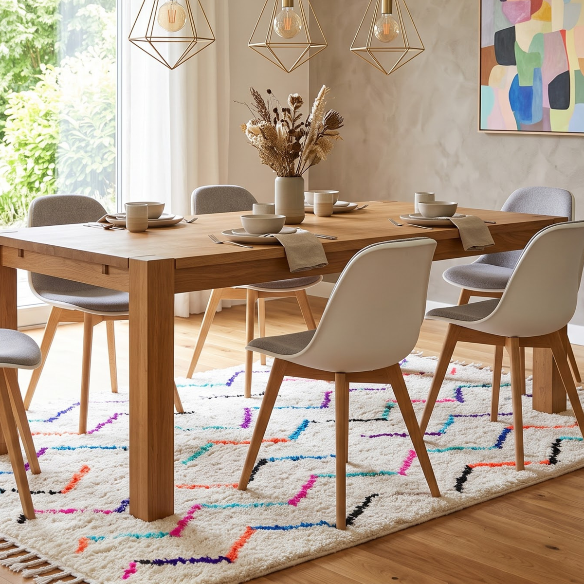 Handmade Moroccan Wool Rug with Multicolor Zigzag Pattern | Authentic Atlas Berber Carpet