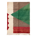 Handmade Moroccan Wool Rug Boujaad / Azilal Style | Abstract Color Block in Forest Green, Taupe & Terracotta Atlas Carpet