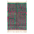 Handmade Moroccan Wool Rug Boujaad / Azilal Style | Emerald Green & Magenta Geometric Maze Atlas Carpet