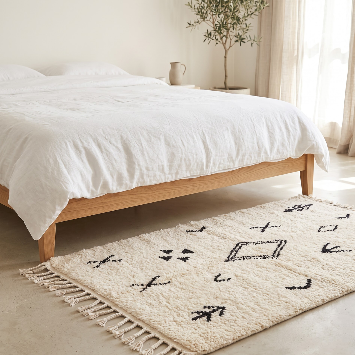 Authentic Moroccan Beni Ourain Wool Rug | Minimalist Tribal Berber Carpet from the Atlas Mountains