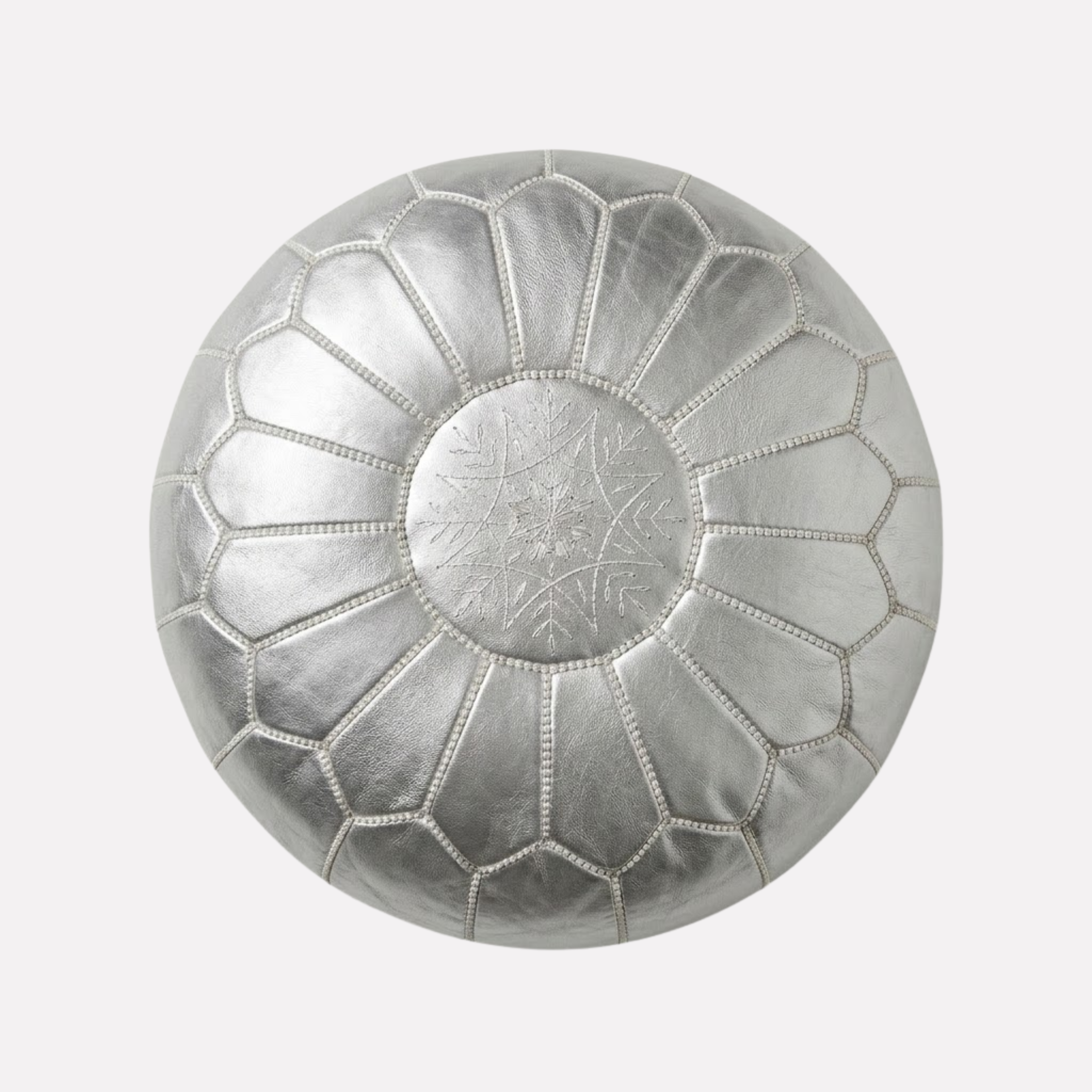 Genuine Moroccan Leather Pouf – Handcrafted Embroidered Ottoman Footstool