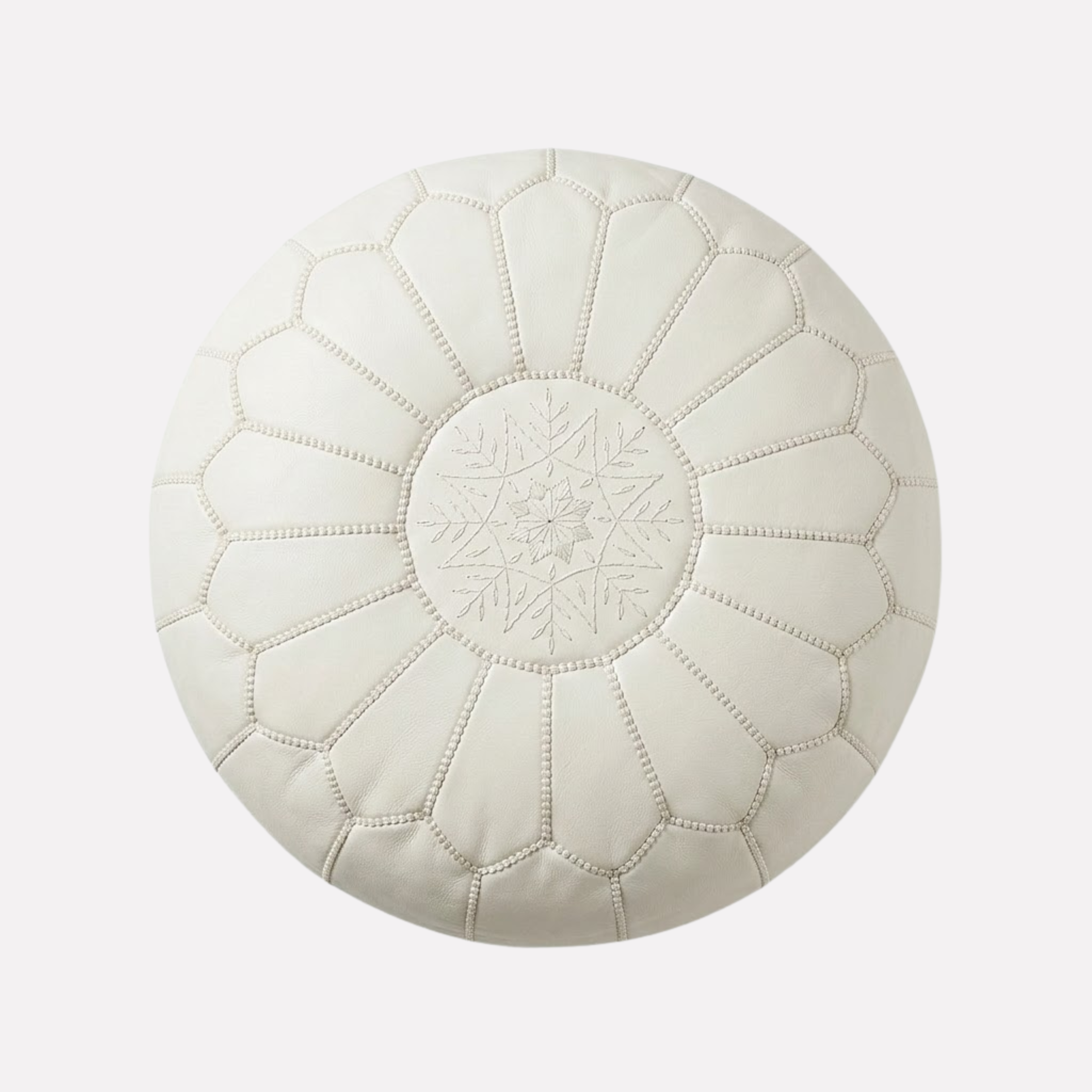 Genuine Moroccan Leather Pouf – Handcrafted Embroidered Ottoman Footstool