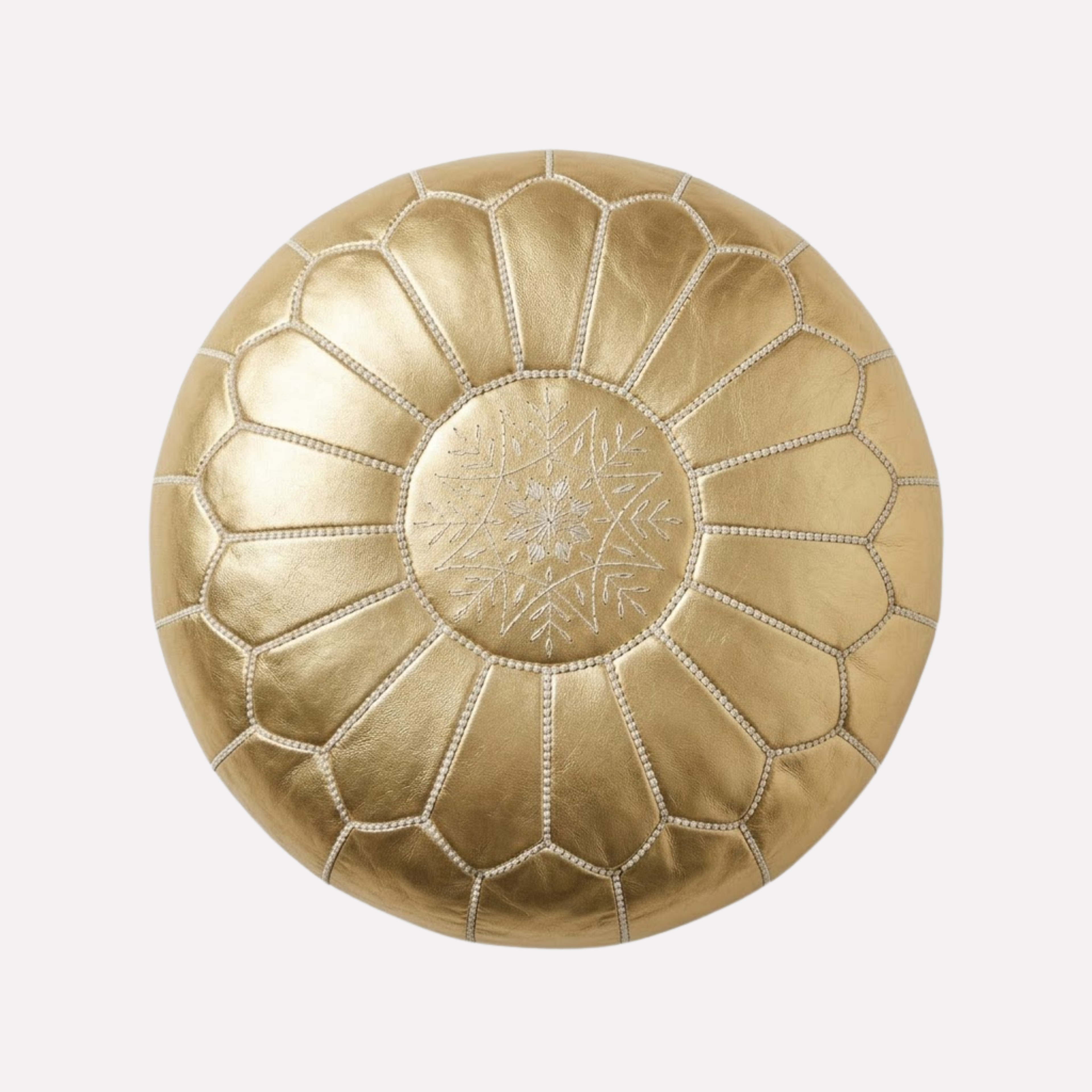 Genuine Moroccan Leather Pouf – Handcrafted Embroidered Ottoman Footstool