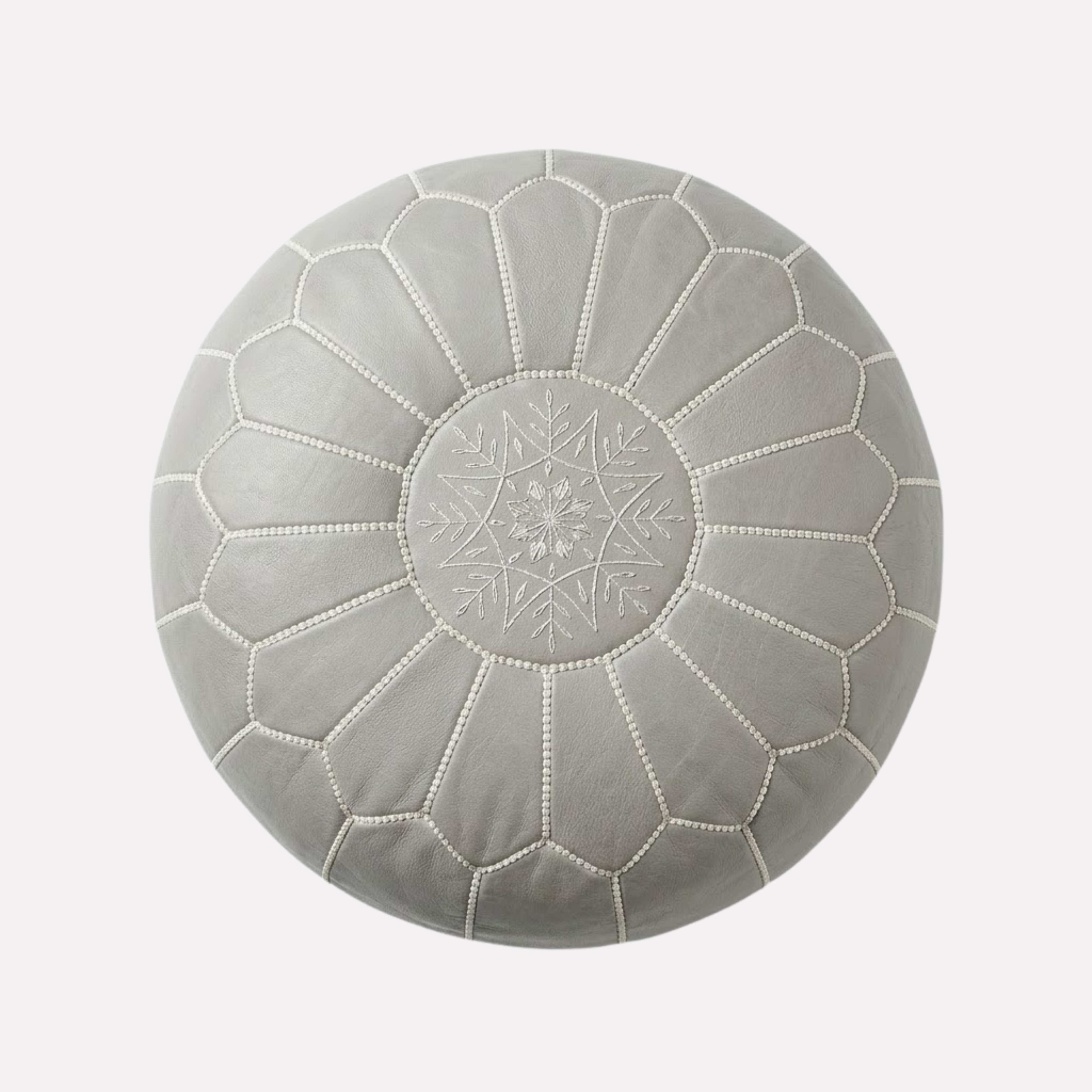 Genuine Moroccan Leather Pouf – Handcrafted Embroidered Ottoman Footstool