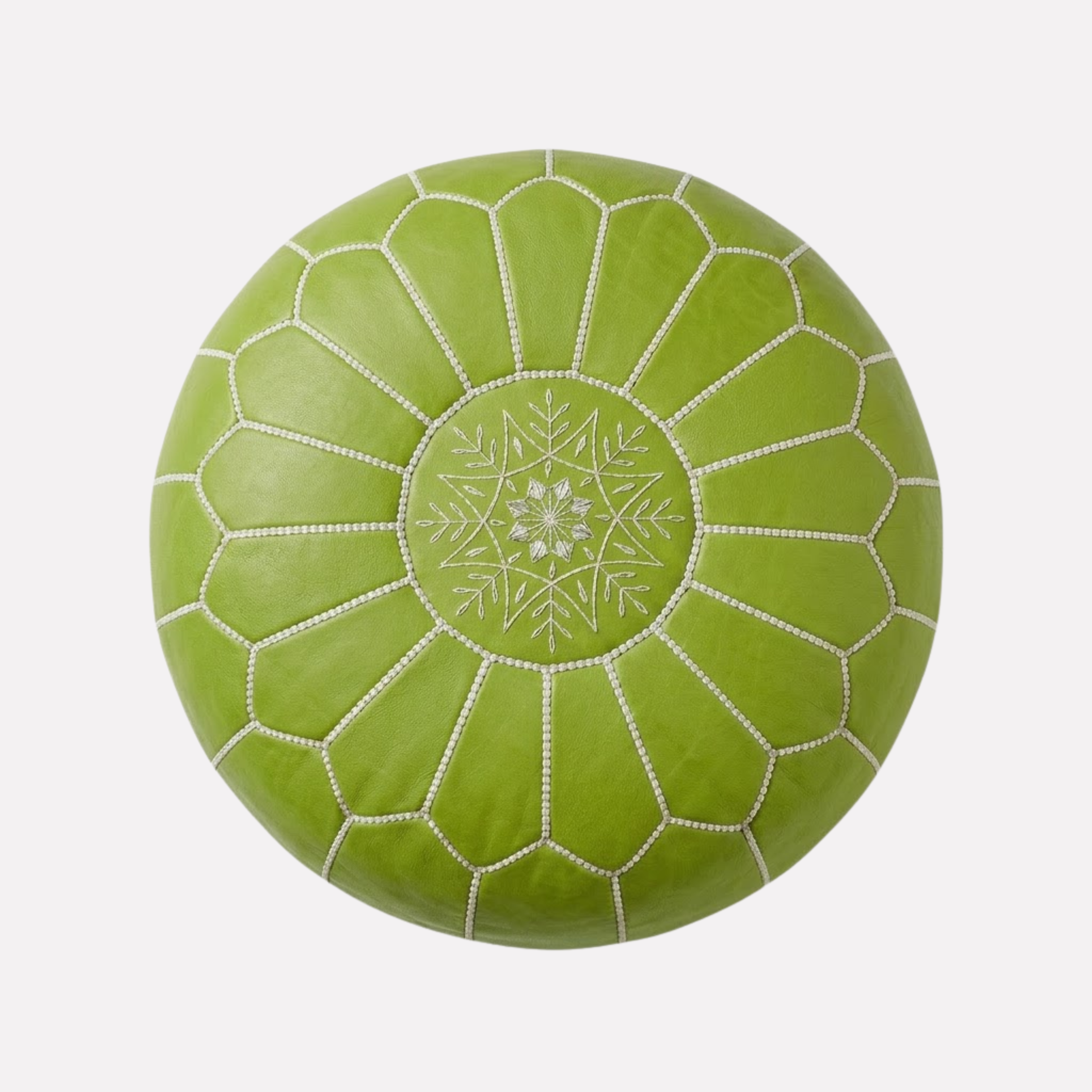 Genuine Moroccan Leather Pouf – Handcrafted Embroidered Ottoman Footstool